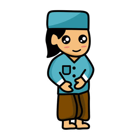 Vector illustration of a man standing and smiling cheerfullyのイラスト素材