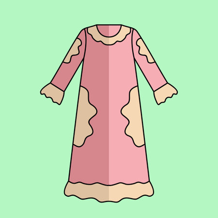 Vector illustration of a woman's dress in pastel colors on green backgroundのイラスト素材