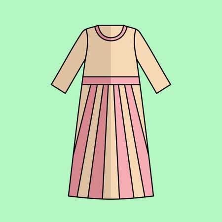 Fashionable women's dress. Vector illustration in flat style.のイラスト素材