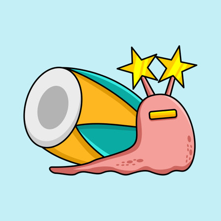 Illustration of a cute sea snail with a star in its mouthのイラスト素材