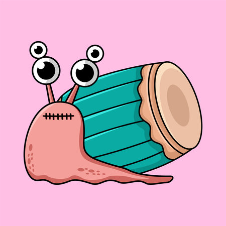 Cute Snail Cartoon Mascot Character. Vector Illustrationのイラスト素材