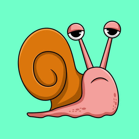 Cute cartoon snail. Vector illustration of a snail with eyes.のイラスト素材