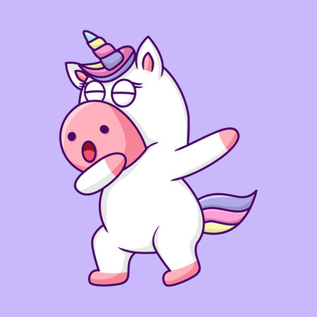 Cute unicorn cartoon vector illustration. Cute cartoon unicorn character.のイラスト素材