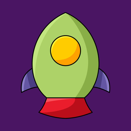 Rocket icon. Flat illustration of rocket icon for web isolated on purple backgroundのイラスト素材
