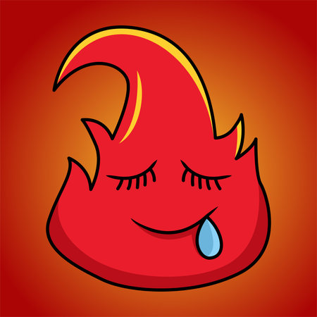 Sleeping emoji with tears on red background. Vector illustration.のイラスト素材