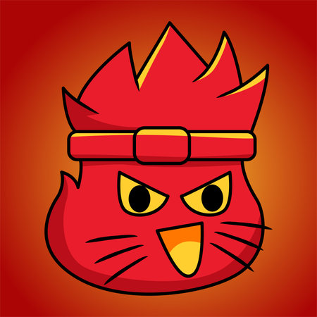 Funny cat with a red bandana on his head. Vector illustration.のイラスト素材