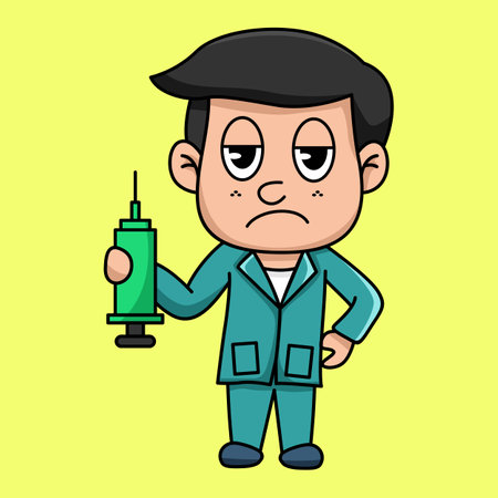 Sad Repairman - Cartoon Character Vector Illustrationのイラスト素材