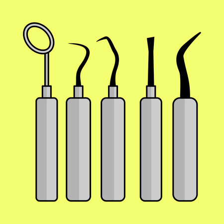 Dental tools design over yellow background, vector illustration. Eps 10.のイラスト素材