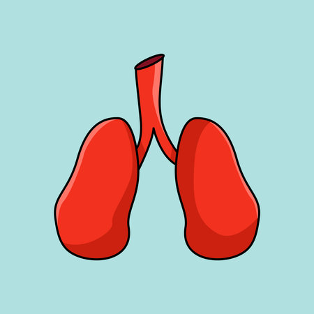 Lungs icon in flat style. Vector illustration on blue background.のイラスト素材