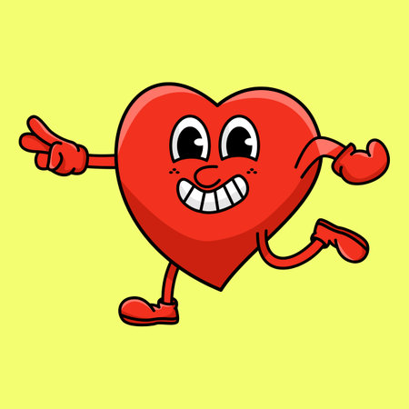 Cute cartoon red heart character with arms and legs, vector illustrationのイラスト素材