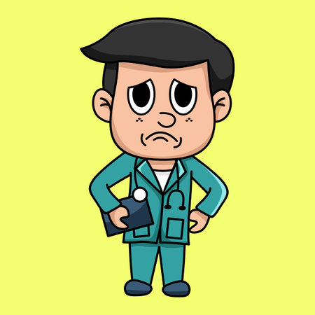 Sad Doctor - Colored Cartoon Character Vector Illustrationのイラスト素材