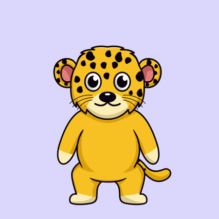 Cute cartoon leopard. Vector illustration of a wild animal.のイラスト素材