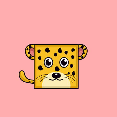 Cute cartoon leopard character. Vector illustration in flat style.のイラスト素材
