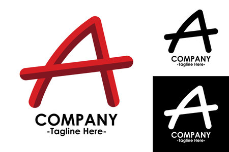 company logo icon element template red 3d letter A black white redのイラスト素材