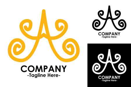 company logo icon element template letter A black and white color vector illustrationのイラスト素材