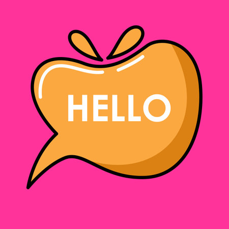 Hello! Vector illustration of a speech bubble with an apple. Flat style.のイラスト素材