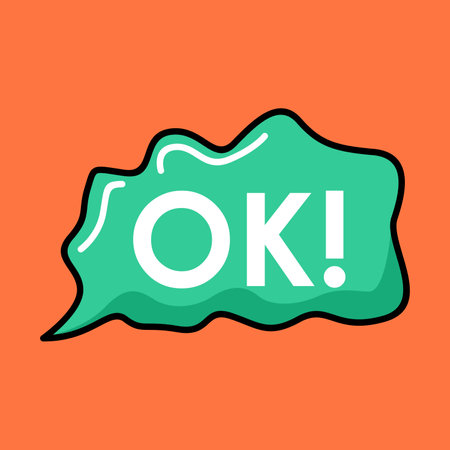 Speech bubble with OK text on orange background. Vector illustration.のイラスト素材