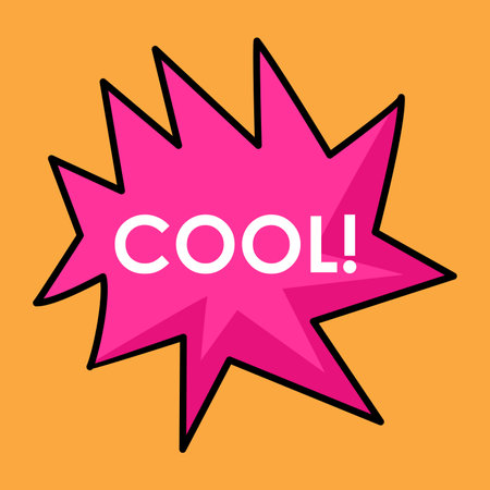 COOLL pink speech bubble on orange background. Vector illustration.のイラスト素材