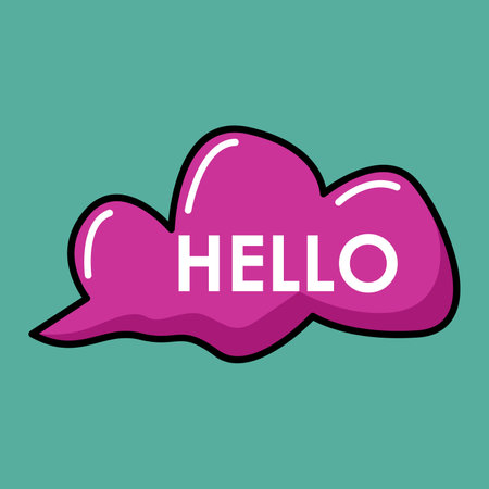 Hello word in speech bubble on blue background. Vector Illustration.のイラスト素材