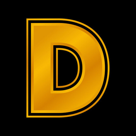 Gold letter D on a black background. Vector illustration. Eps 10.のイラスト素材