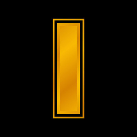 Gold letter I on a black background. Vector illustration. Eps 10.のイラスト素材