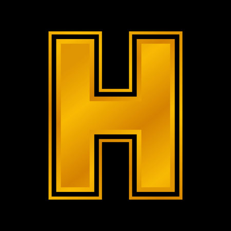 Gold letter H on a black background. Vector illustration. Eps 10.のイラスト素材
