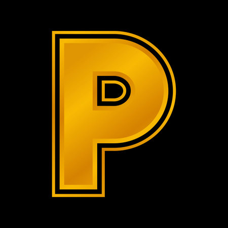 Letter P sign design template element. Yellow gradient on black background.のイラスト素材