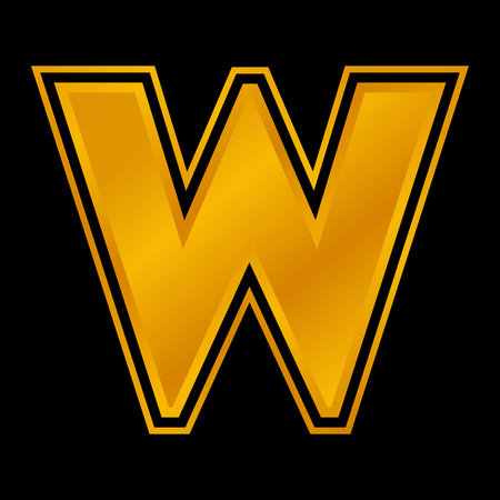 Gold letter W on a black background. Vector illustration. Eps 10.のイラスト素材