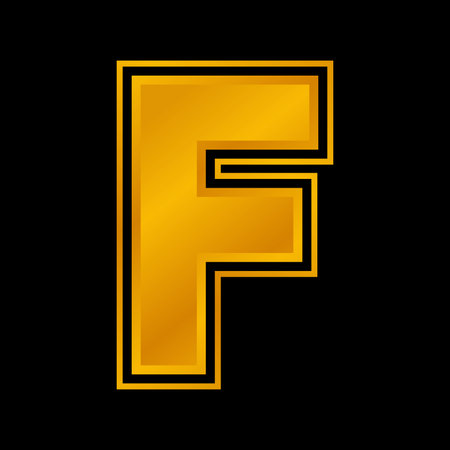 Letter F sign design template element. Yellow on the black background.のイラスト素材