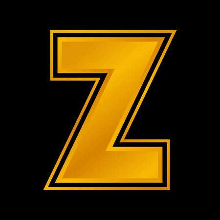 Z letter logo in gold on black background. Vector illustration. Eps 10.のイラスト素材