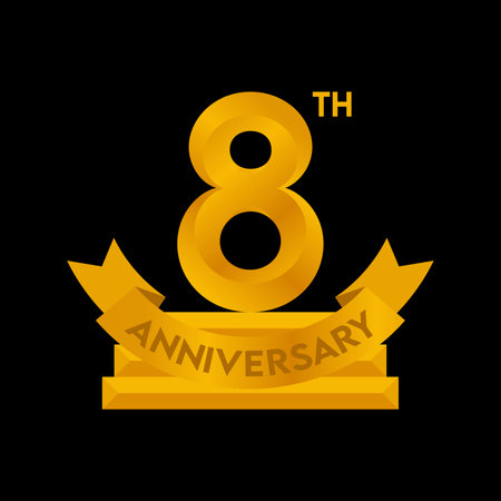 Anniversary emblems 8 years. Vector illustration. Design element.のイラスト素材