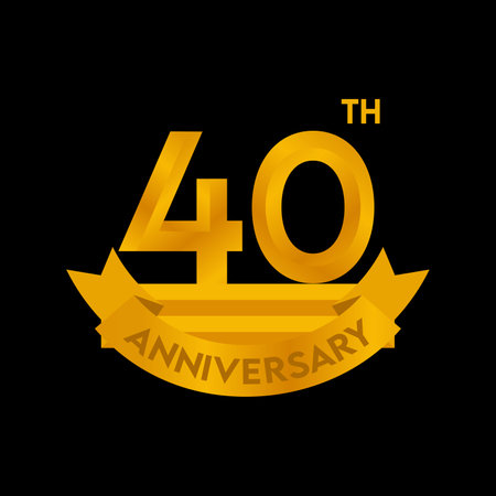 40 Years Anniversary Celebration Vector Template Design Illustration Gold Elegant White Backgroundのイラスト素材