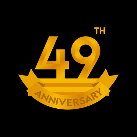 Anniversary emblems set with golden ribbon. Vector template for your designのイラスト素材