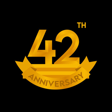 42 years anniversary celebration logotype. 42nd birthday logo vector.のイラスト素材