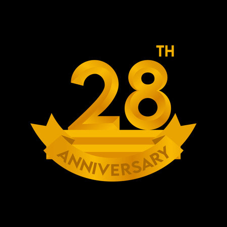 Anniversary emblems 28th anniversary template design. Vector illustration.のイラスト素材
