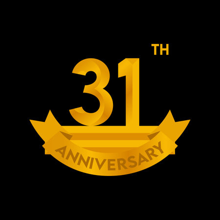 31 years anniversary celebration. 31th anniversary emblem. Design element for booklet, leaflet, brochure and poster. Vector illustrationのイラスト素材