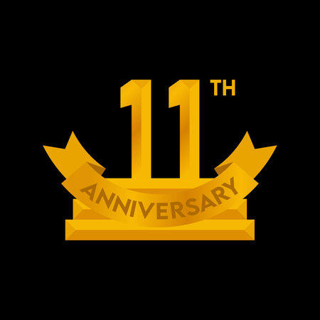 10 Years Anniversary Celebration Golden Ribbon Vector Template Design Illustrationのイラスト素材