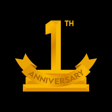 1 years anniversary vector icon. 1st anniversary celebration design element.のイラスト素材
