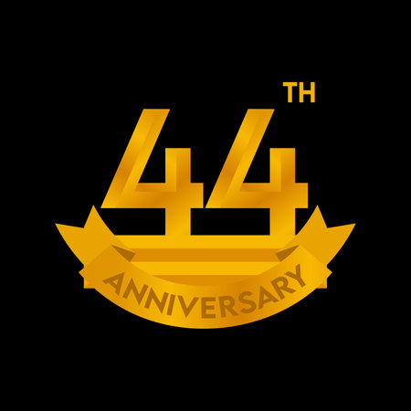 Anniversary celebration logo. Vector illustration. Gold number on black background.のイラスト素材
