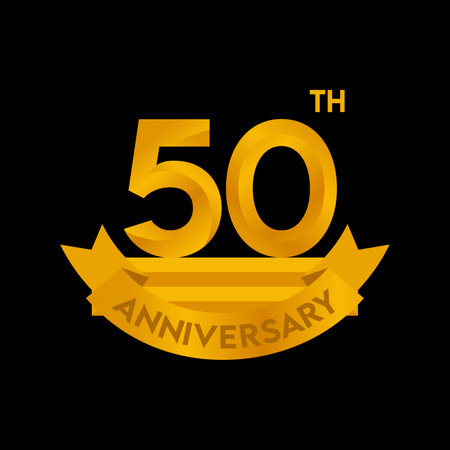 50 Years Anniversary Celebration Vector Template Design Illustration Gold Elegantのイラスト素材