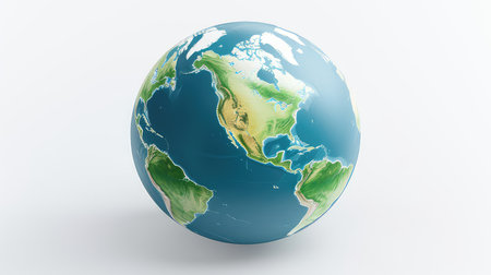 North America on white background. 3D illustration with detailed planet surface.の素材