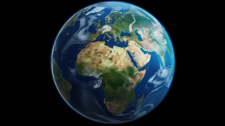 South America on planet Earth. 3D illustration with detailed planet surface.の素材