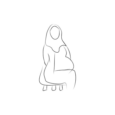 Vector illustration of a muslim woman sitting on a chair and praying.のイラスト素材