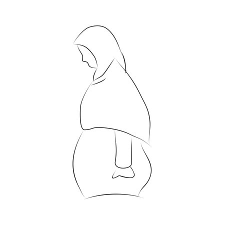 Nativity Scene. Silhouette of Mary with baby Jesus.のイラスト素材