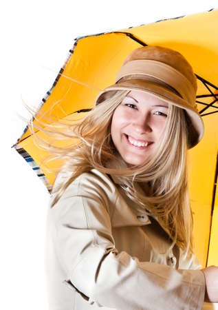 Portrait of a girl with an umbrellaの写真素材