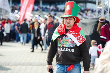 MINSK, BELARUS - MAY 10, 2014  The World Ice Hockey Championship in Minsk - a look from withinのeditorial素材