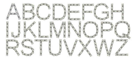 Alphabet picture made of dollar banknotesの写真素材