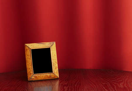 vintage photo-frame on tableの写真素材