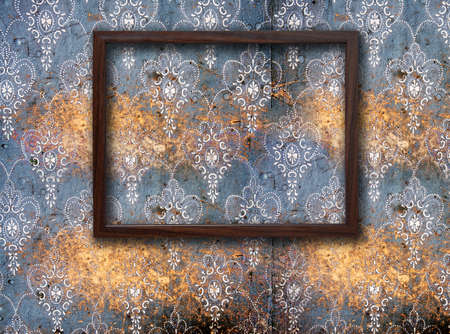 blank frame on dirty wallpaperの写真素材