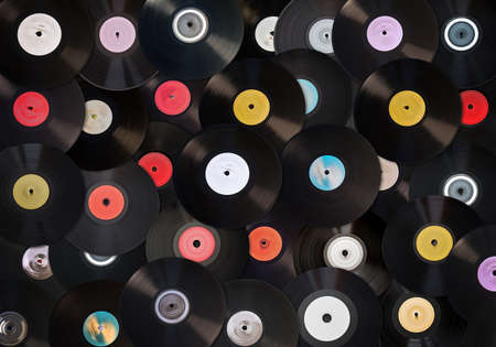 Old vinyl records collection の写真素材